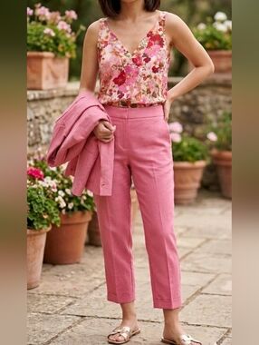 Ted Baker Camisole Top  Pink Floral V-Neck Cami Sorapia Ted Size 3 US Size 8-10